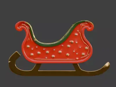 Stylized Santa Claus Sleigh Low-poly 3D model