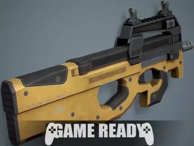 P90 Submachine Gun - Low Poly Game Ready Low-poly 3D model