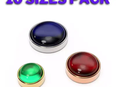 Round shape flush settings for cabochon stones set of 10 sizes  3D print model