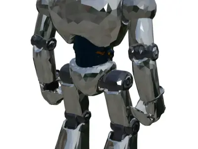 Cute Sci-Fi Metallic Robot - Low Poly PBR  Low-poly 3D model