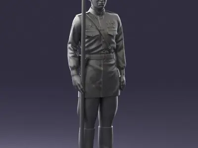 000109 Soviet Guard Soldier with Helmet and Medals 0116 3dp 3D print model