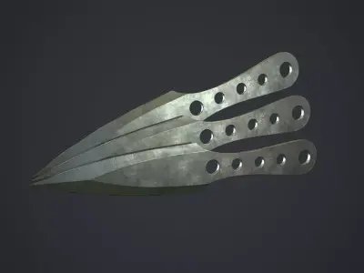 Steel Throwing Knife PBR Game Ready Low-poly 3D model