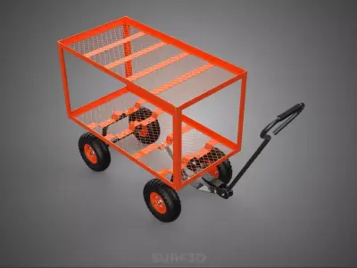 HEAVY DUTY DOUBLE DECKER TIER BED NET TROLLEY WAGON CART GARDEN 3D model