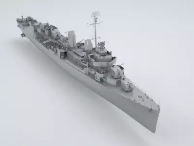 USS Johnston Destroyer DD-557 3D model