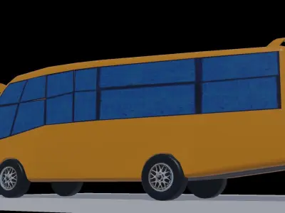 Game Ready Minibus school bus Low-poly 3D model