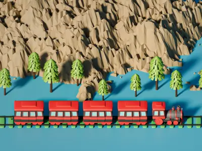 Toony Train Low-poly 3D model