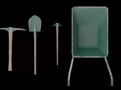 Excavation Tools Low-poly 3D model