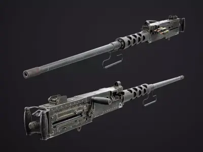 M2HB Browning Machine Gun Low-poly 3D model