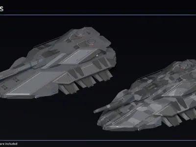 Scifi Ghost Medium Stealth Antigrav Tank Low-poly 3D model