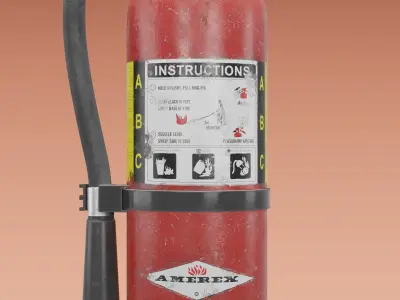 Game Ready Fire Extinguisher 3D Model Industrial Safety Prop Low-poly 3D model