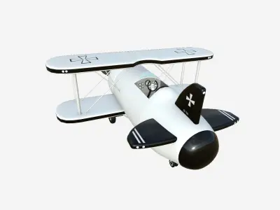 Airplane Cartoon A05 White - Classic Aircraft Low-poly 3D model