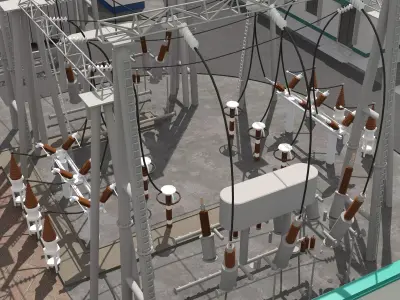 Electrical power substation-power station 3D model buy