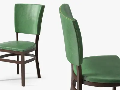Wooden Dining Chair with Upholstery 3D model