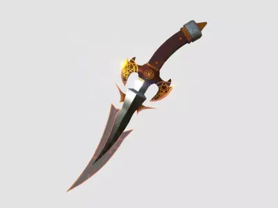 Medieval Dagger 07 Red Elemental - Fantasy Character Weapon Low-poly 3D model