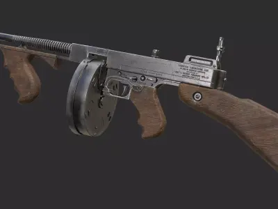 Thompson Submachine Gun Low-poly 3D model 3