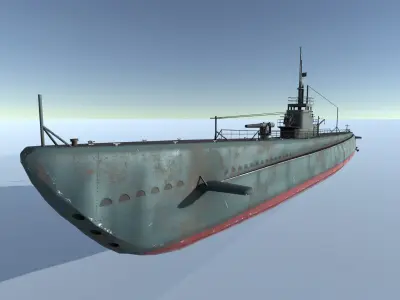 Old Submarine Low-poly 3D model