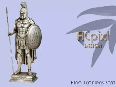 King Leonidas Statue 3D model