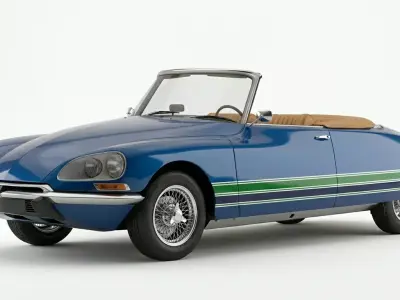 Classic Blue Convertible French Luxury Sedan 3D model