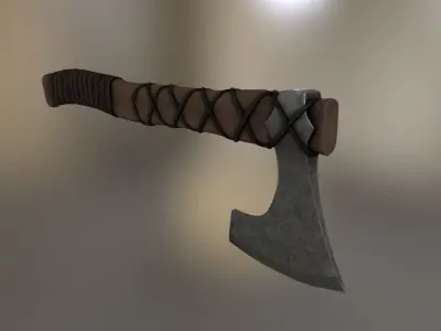 Viking axe Low-poly 3D model 37
