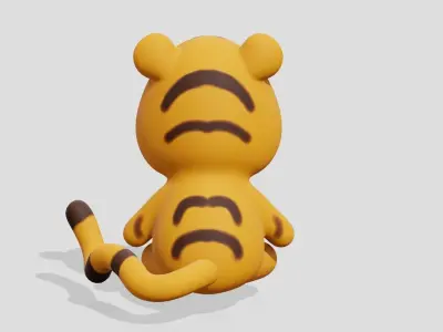 Cute little tiger sitting  3D model