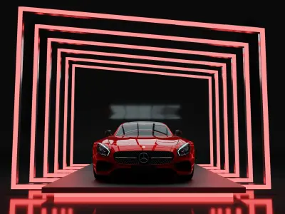 Car Exposition - Showroom Render Scene 3D Model Low-poly 3D model by icepun