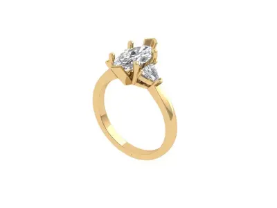 Marquise 3-Stone Ring 3D print model
