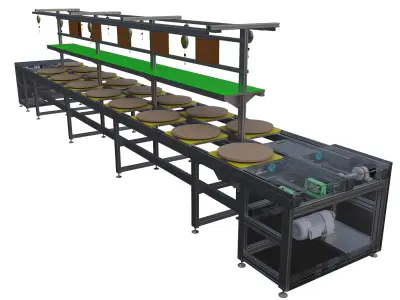 Left and right loop multiple chain line 3D model