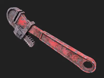 Game Ready Rusty Wrench Low-poly 3D model