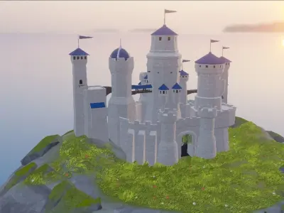 Medival castle Low-poly 3D model