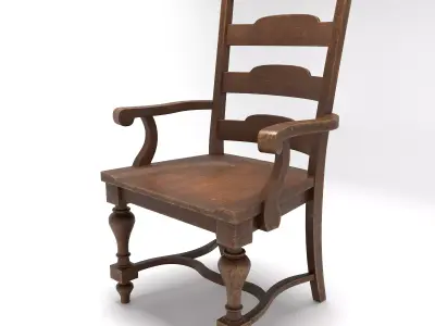 Solid Oak Armchair Low-poly 3D model