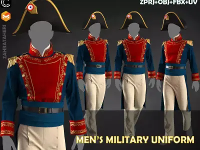MENS MILITARY UNIFORM 3D model
