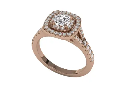 Portuguese Cut Halo diamond Engagement Ring 3D print model
