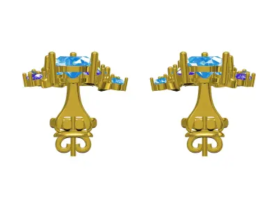 Antique Blue Sapphire Stone Long Earring 3D print model