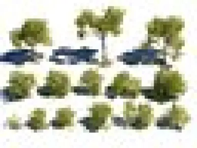 Small trees and bushes Animated (2) 3D model