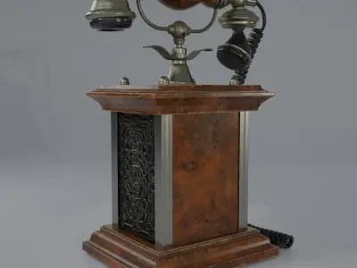 Low poly Old Antique Phone Low-poly 3D model