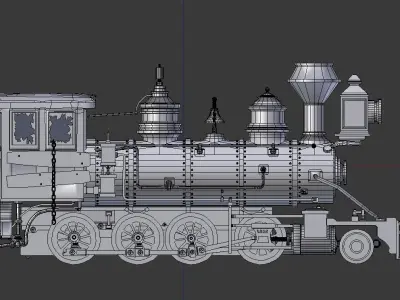 Rustic Steam Train Locomotive 3D model