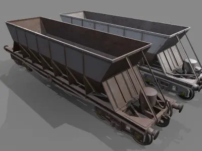 Double bogie hopper Low-poly 3D model