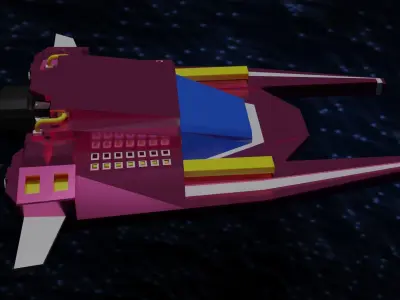 Spaceship flying in sky 3D model