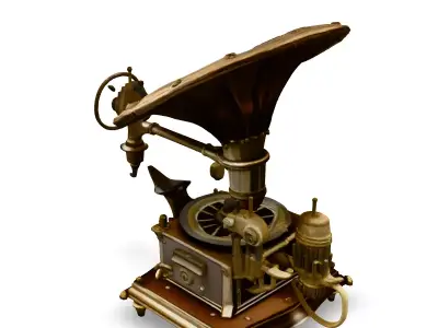 Steampunk Gramophone 3D Model Low-poly 3D model