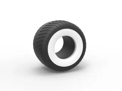 Monster Jam Whitewall tire Scale 1 to 25 3D print model