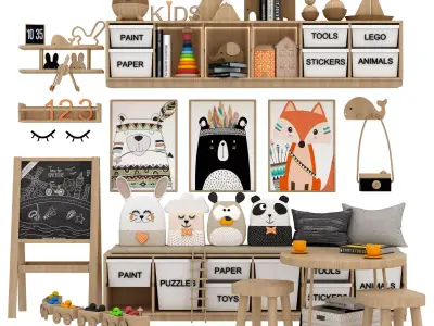 toys and furniture set Low-poly 3D model 5