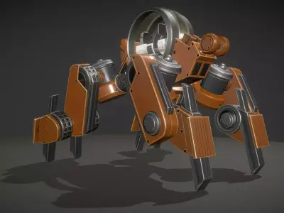 Terrain Walker Orange Version Rigged and Animated Low-poly 3D model