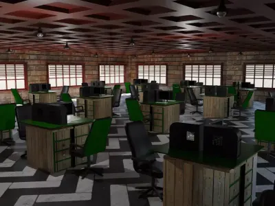 Office Interior Low-poly 3D model get