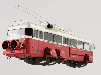 Sci-Fi Trolleybus Berliet Vetra VA3 B2 Free 3D model