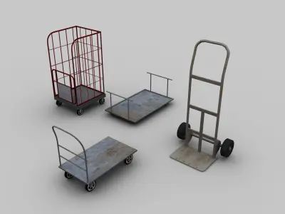 Trolley Cart Pack Low-poly 3D model