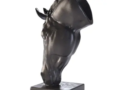 deco-object-horse-face-black bronze horse head sculpture Free 3D model