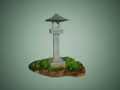 Japanese Stone Lantern Free low-poly 3D model