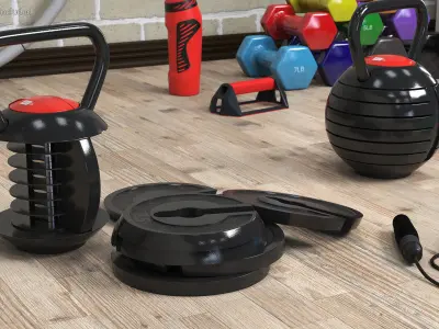 Kettlebell with Disks 3D model