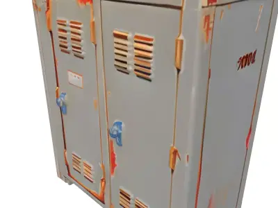 Weathered Industrial Metal Storage Locker Low-poly 3D model