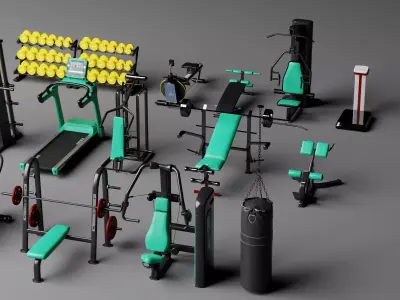 Gym Fitness Equipment Pack 3D Models 3D model